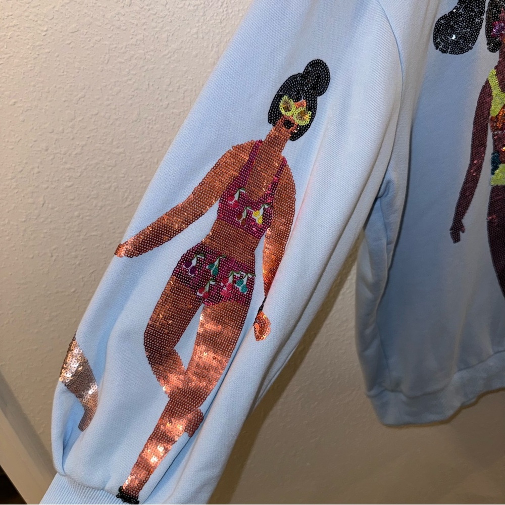 Light Blue Swimsuit Girl Icon Sweatshirt by Queen of Sparkles. - Picture 3 of 6
